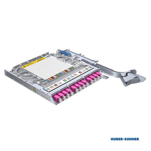 8508867- HUBER+SUHNER Splice Tray 12x LC-Duplex OS2 OM4 PC TIA