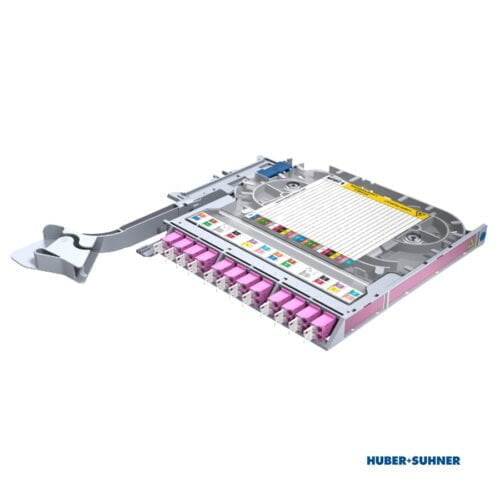 85111140 - HUBER+SUHNER Right Handed Splice Tray 12x LC-D OM4 PC TIA