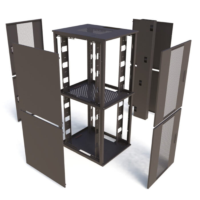 EDP 2 Compartment Co-Lo Rack 800mm Wide Exploded View