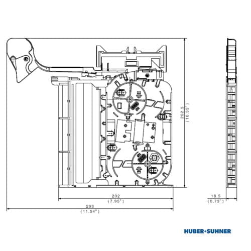 HUBER+SUHNER Right Handed Transition Tray Technical Drawing