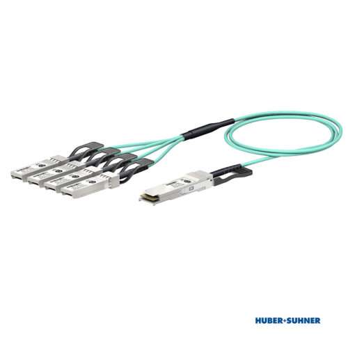 HUBER+SUHNER CQA-804A 4x10G AOC Breakout Transceiver Cable