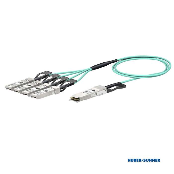HUBER+SUHNER CQA-804A 4x10G AOC Breakout Transceiver Cable