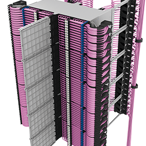 HUBER+SUHNER IANOS advanced in-rack fibre optic cable management system