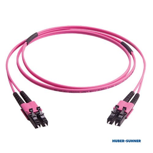 HUBER+SUHNER LC-Duplex OM4 Push-Pull Patch Cord